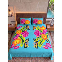 Hand Painted Rayon Bedsheet Set King Size
